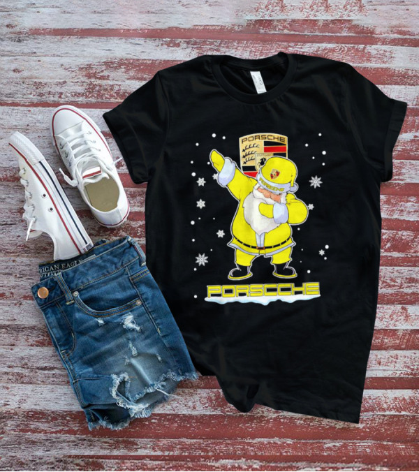 Porsche Santa Claus Dabbing Christmas Snowflakes T-Shirt