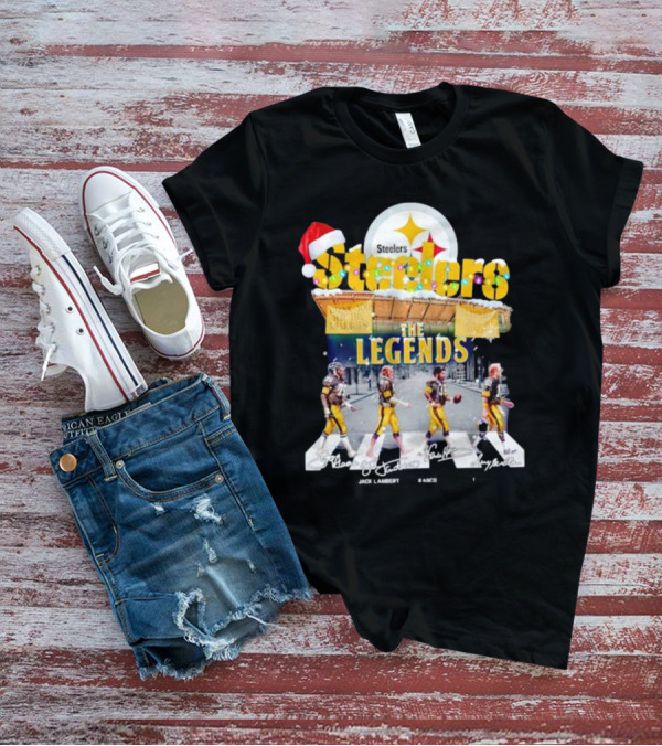Steelers The Legends Abbey Road Joe Greene Jack Lambert Christmas Signatures T-Shirt