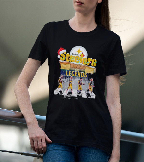 Steelers The Legends Abbey Road Joe Greene Jack Lambert Christmas Signatures T-Shirt