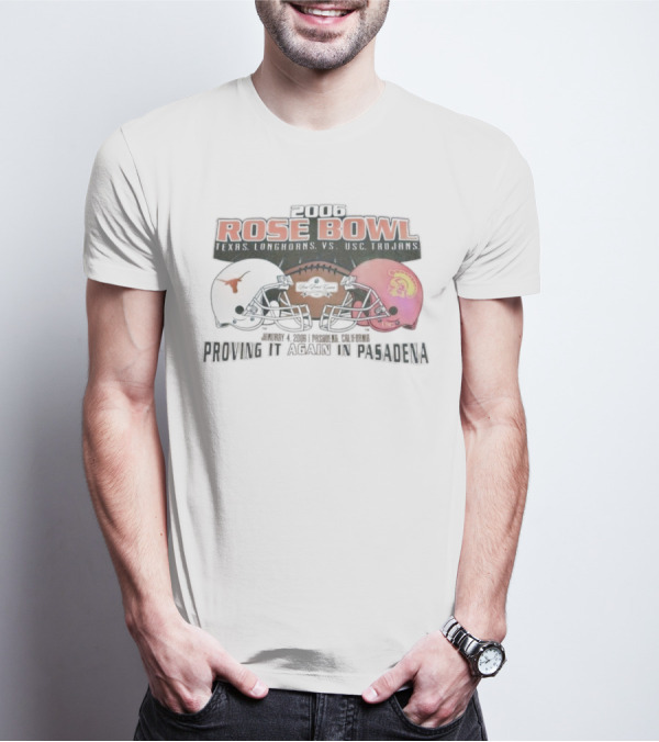 Texas Longhorns Vs USC Trojans Rose Bowl Football Helmets Vintage Stadium Showdown T-Shirt