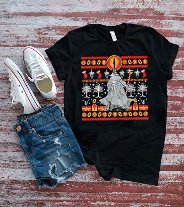 The Lord Of The Rings Eye Sauron Gandalf Christmas Tree Gifts Ugly T-Shirt