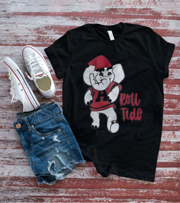 Alabama Crimson Tide Roll Tide Christmas Elephant Santa Hat T-Shirt