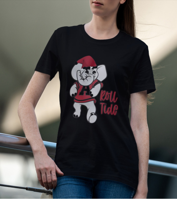 Alabama Crimson Tide Roll Tide Christmas Elephant Santa Hat T-Shirt