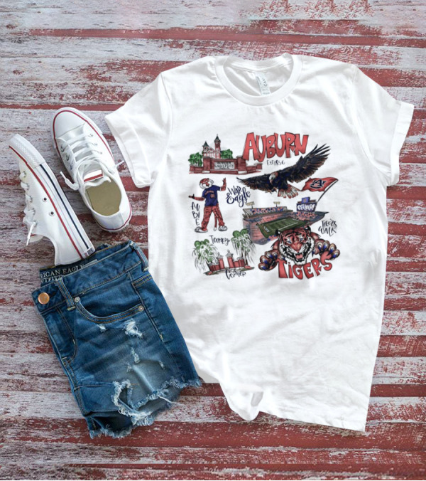 Auburn Tigers Toomer's Corner War Eagle Aubie Mascot Est 1856 Football Stadium T-Shirt