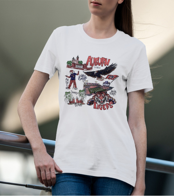 Auburn Tigers Toomer's Corner War Eagle Aubie Mascot Est 1856 Football Stadium T-Shirt