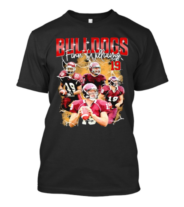 BULLDOGS Finn Williams 19 Football Quarterback Action T-Shirt