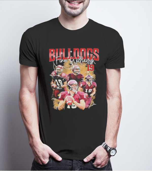 BULLDOGS Finn Williams 19 Football Quarterback Action T-Shirt