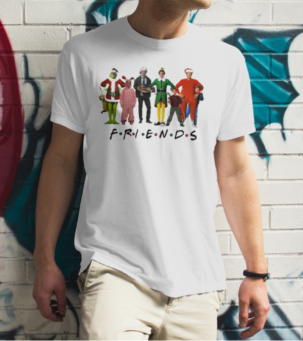 Friends Christmas Movie Character Costumes Grinch Elf Pink Bunny T-Shirt
