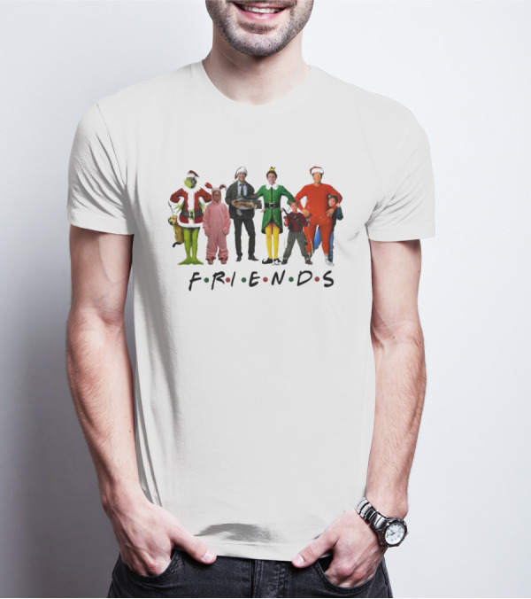 Friends Christmas Movie Character Costumes Grinch Elf Pink Bunny T-Shirt