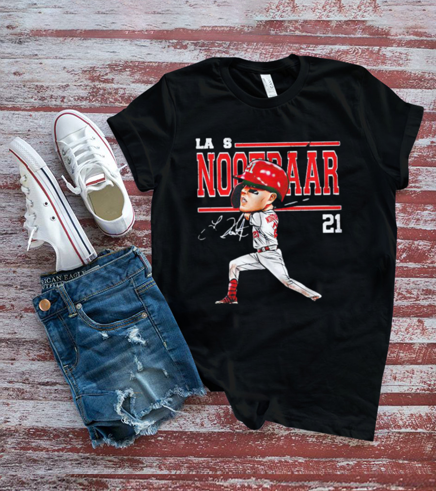 Lars Nootbaar St. Louis Baseball Cartoon Signature 21 T-Shirt