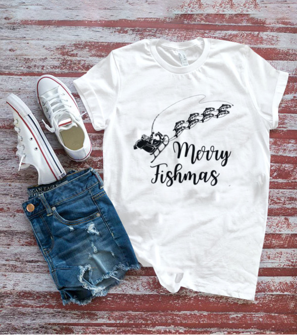Merry Fishmas Sleigh With Fish Santa's Reindeer T-Shirt