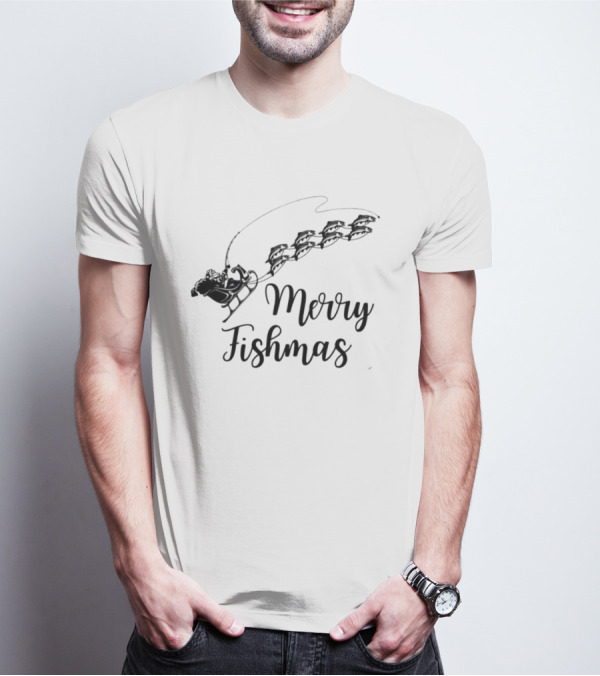 Merry Fishmas Sleigh With Fish Santa's Reindeer T-Shirt