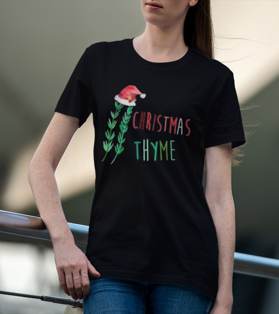 Christmas Thyme Santa Hat Herb Fun T-Shirt