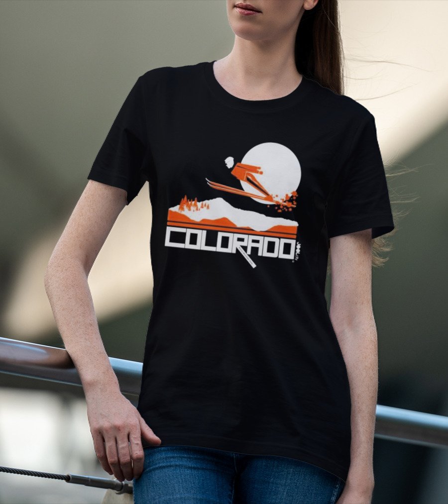 Colorado Skiing Adventure Under Full Moon T-Shirt