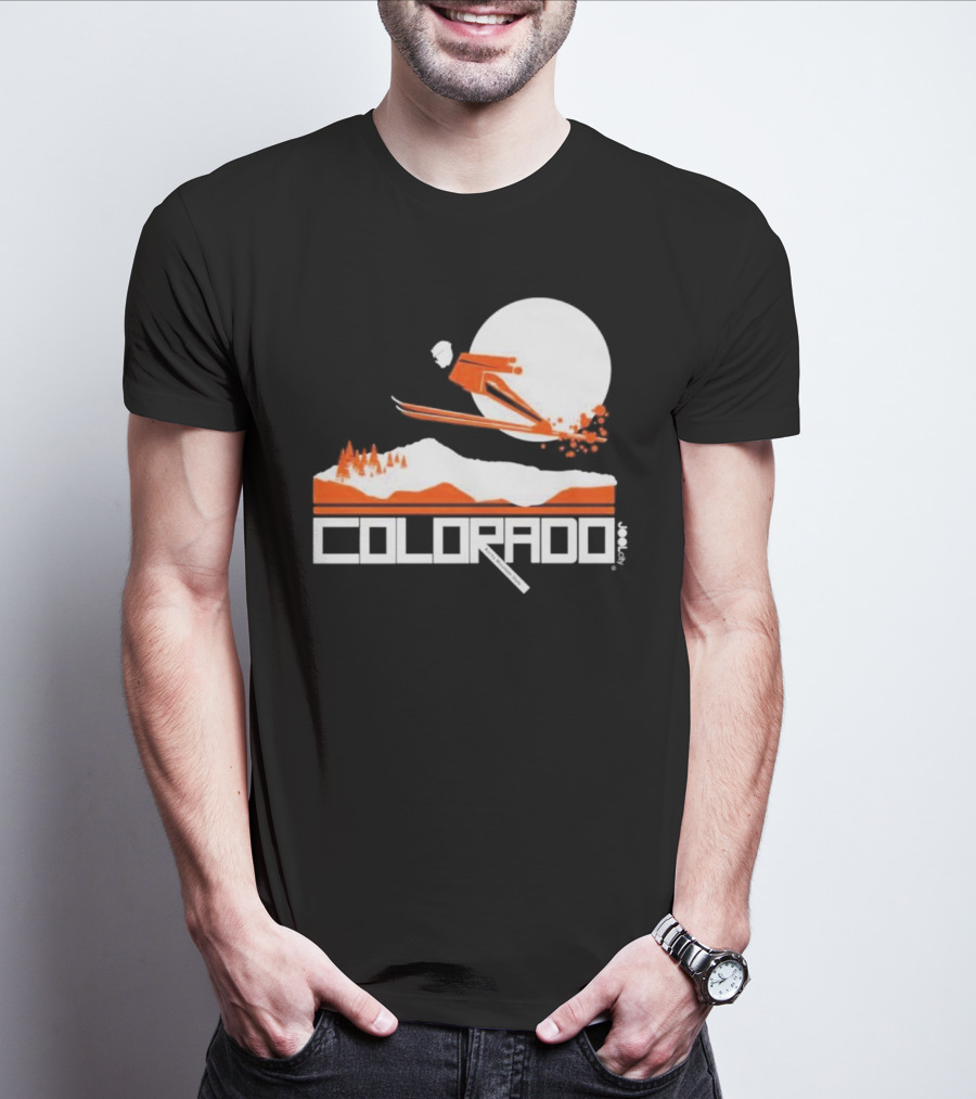 Colorado Skiing Adventure Under Full Moon T-Shirt