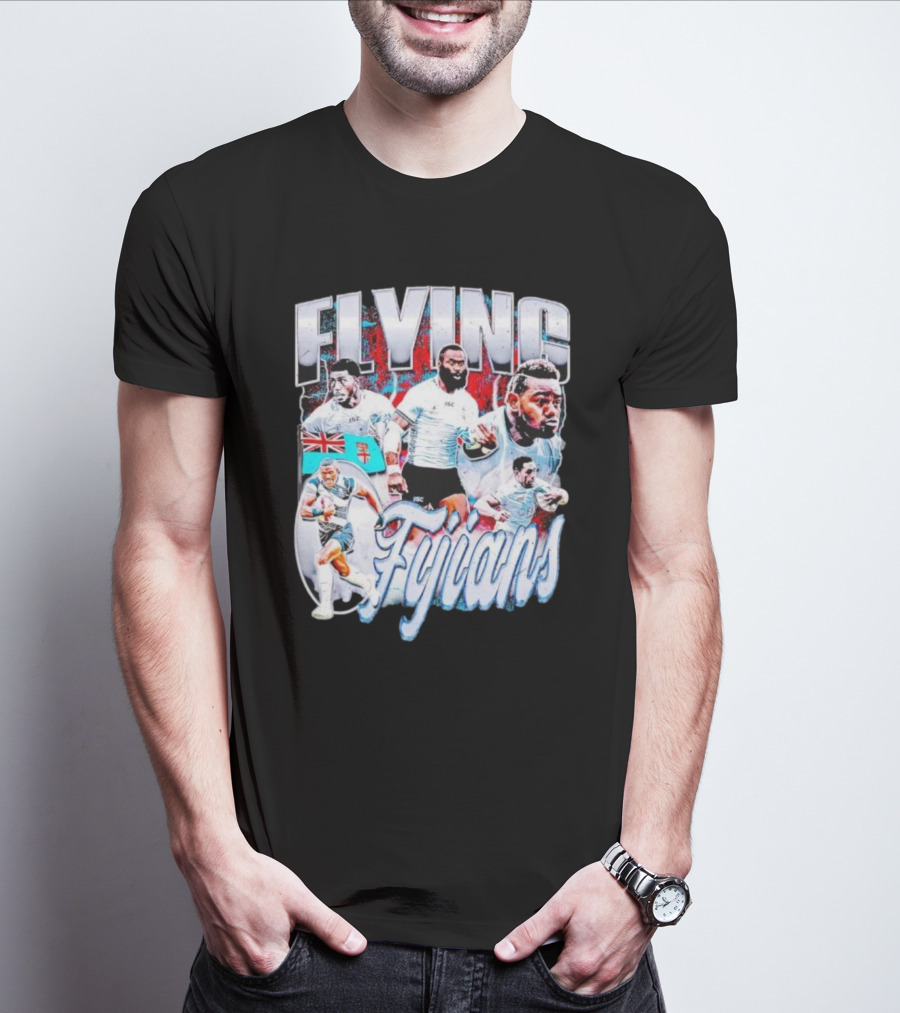 Flying Fijians Rugby Team Dynamic Tribute With Fiji Flag T-Shirt
