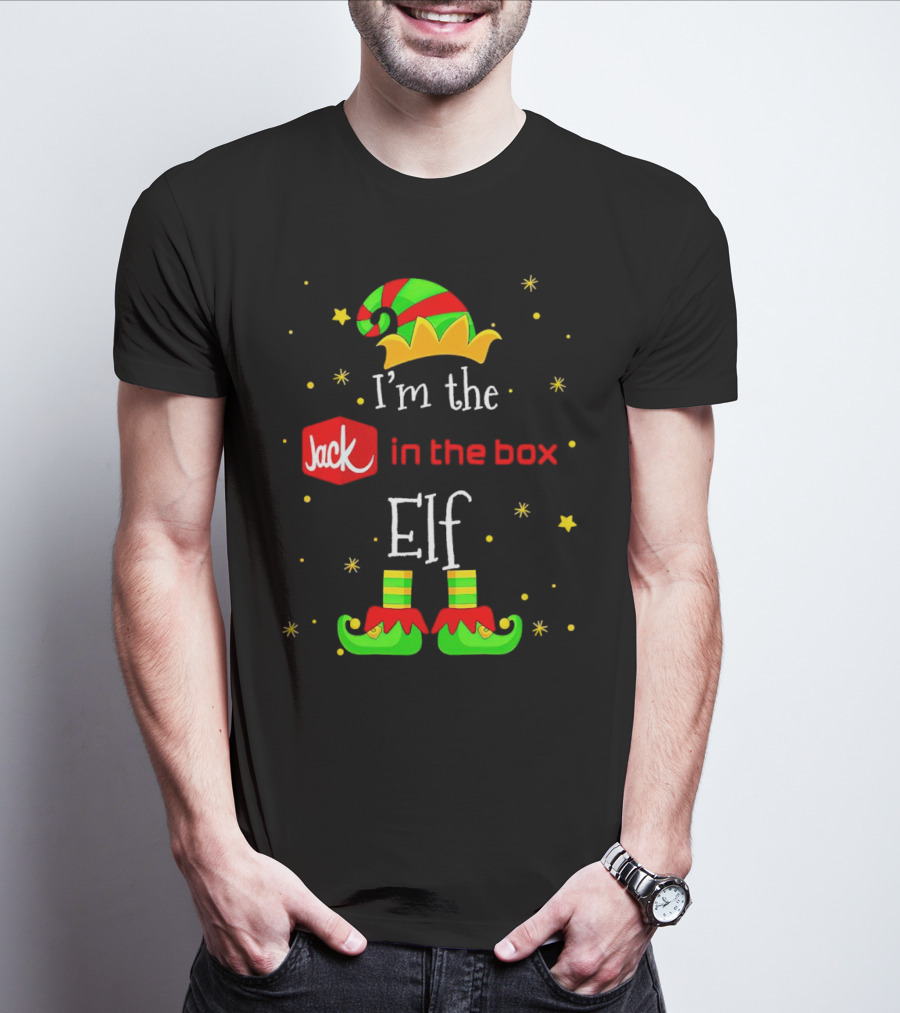 I’m The Jack In The Box Elf Christmas Green Red Hat Shoes Stars T-Shirt