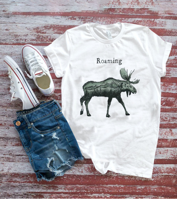 Roaming Moose With Mountain Landscape Christmas T-Shirt