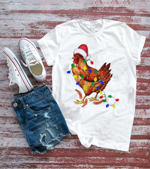 Santa Chicken With Christmas Lights T-Shirt