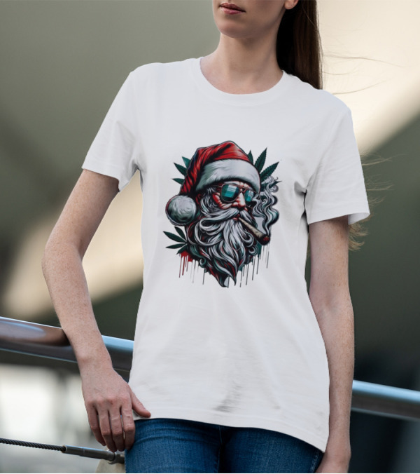 Santa Claus Smoking Weed Marijuana Christmas Holiday T-Shirt