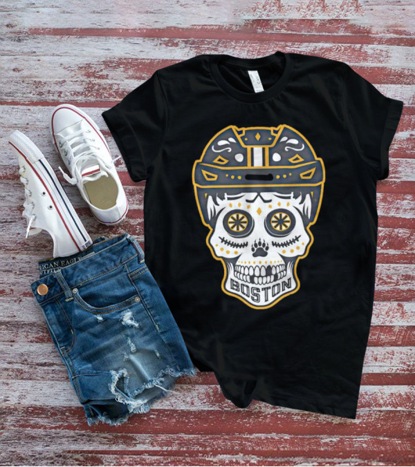 Boston Bruins Sugar Skull Helmet T-Shirt
