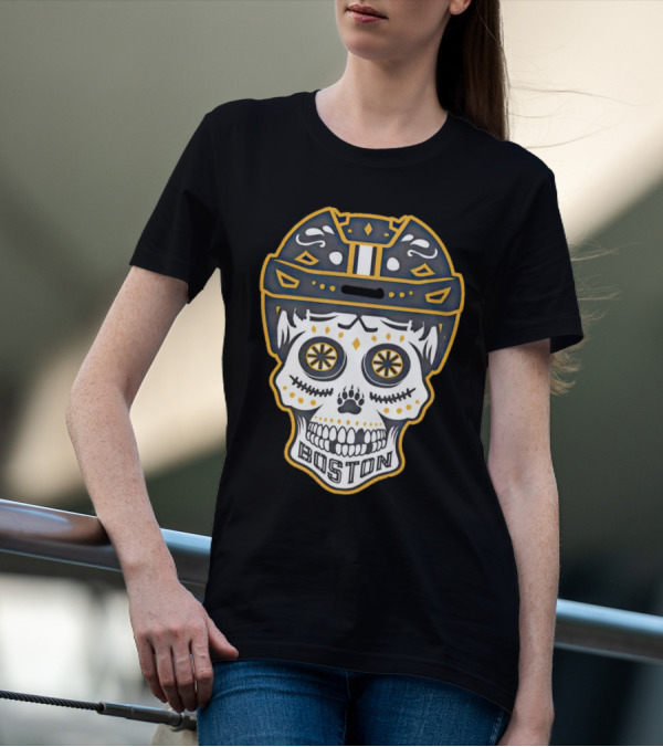 Boston Bruins Sugar Skull Helmet T-Shirt