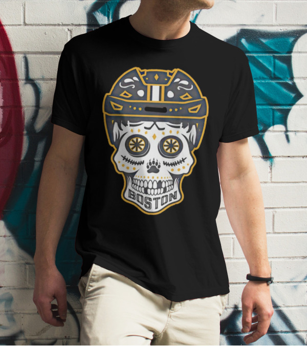 Boston Bruins Sugar Skull Helmet T-Shirt