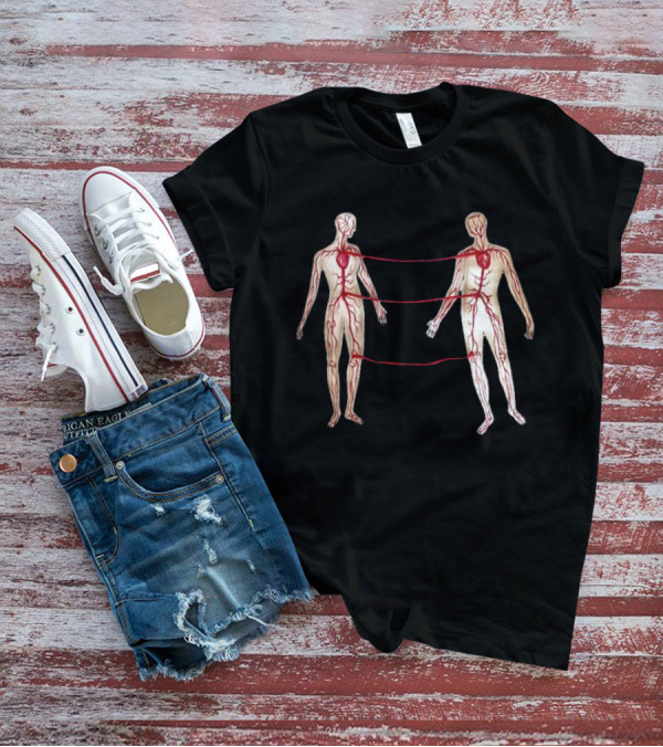 Vascular Diagram Heart Connection Between Two People T-Shirt