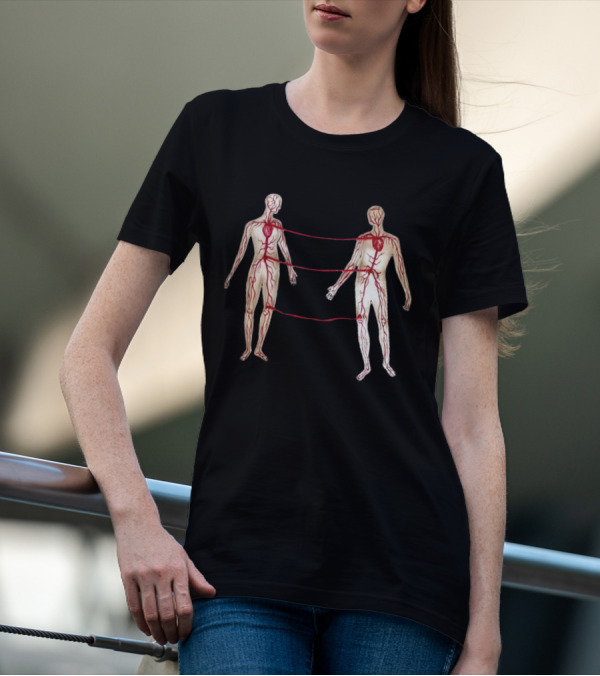 Vascular Diagram Heart Connection Between Two People T-Shirt