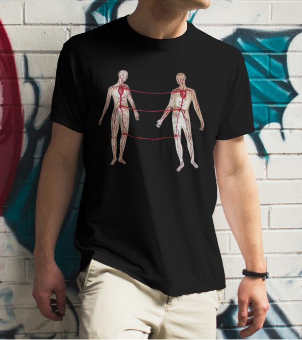 Vascular Diagram Heart Connection Between Two People T-Shirt