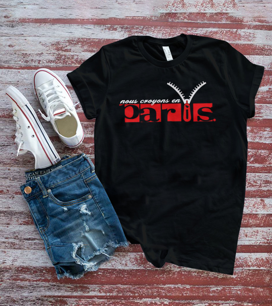 Nous Croyons En Paris Zipper Motif T-Shirt