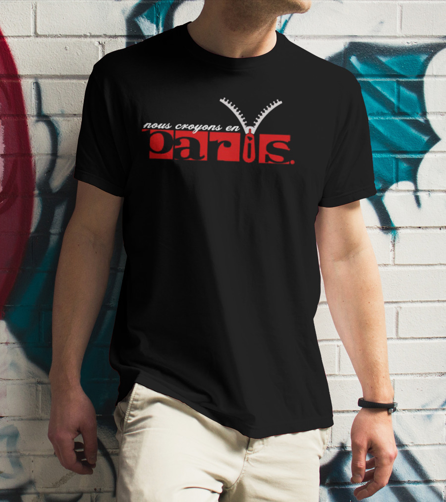 Nous Croyons En Paris Zipper Motif T-Shirt