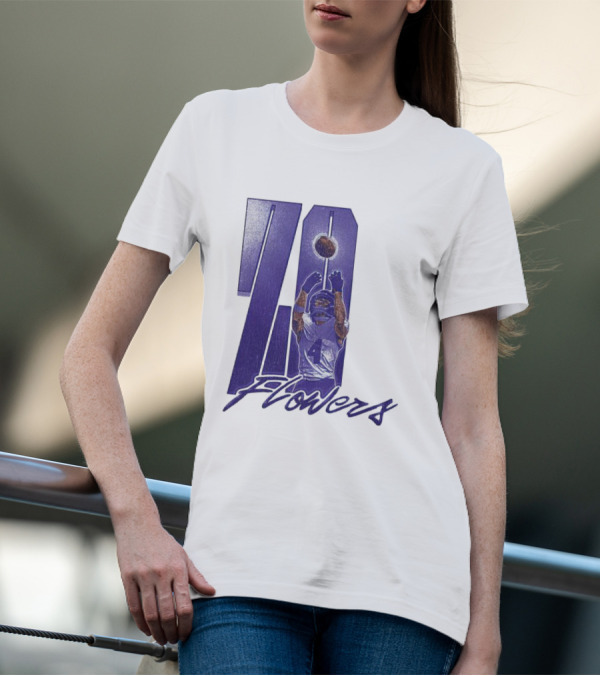 Zay Flowers Baltimore Football Catching Number 4 T-Shirt