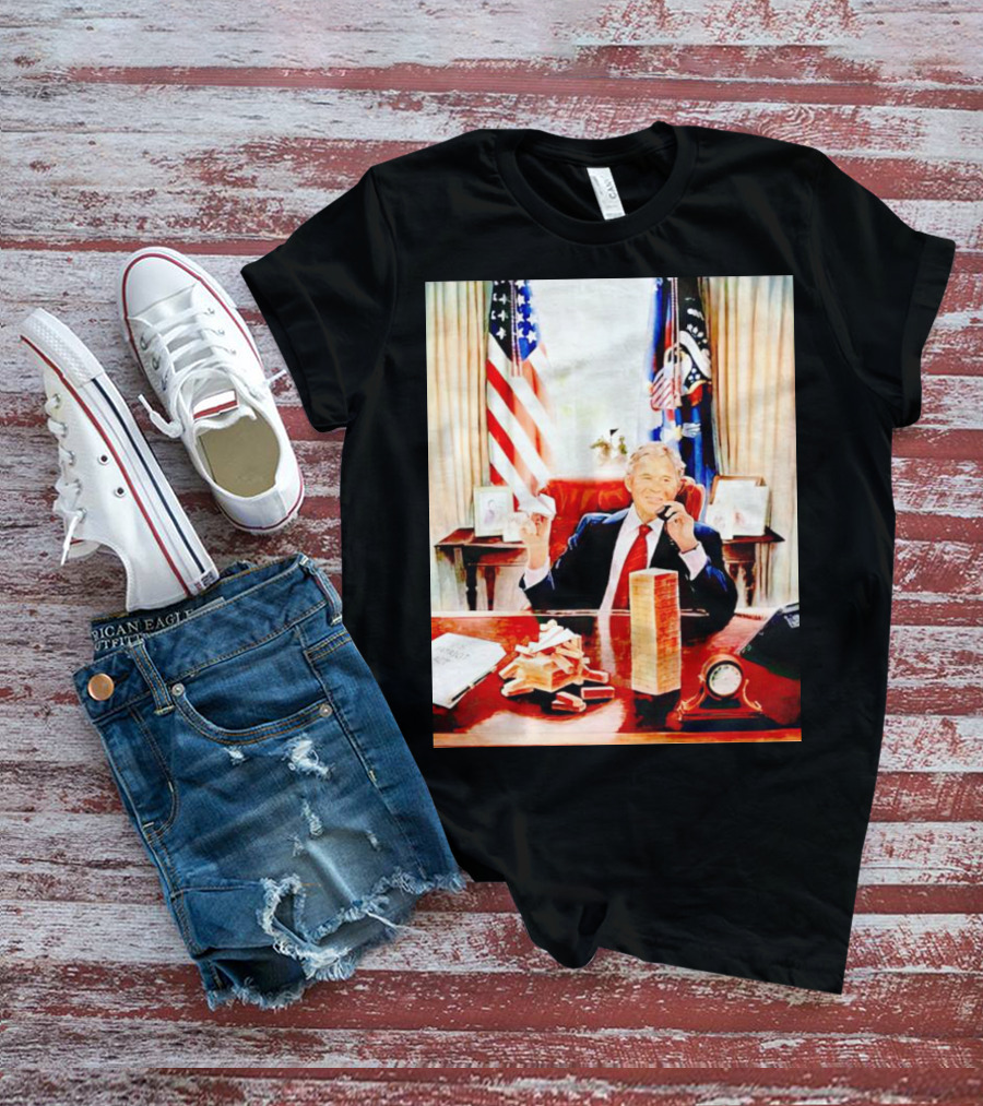 Bush 911 Presidential Desk Scene With Playing Cards And Towers T-Shirt