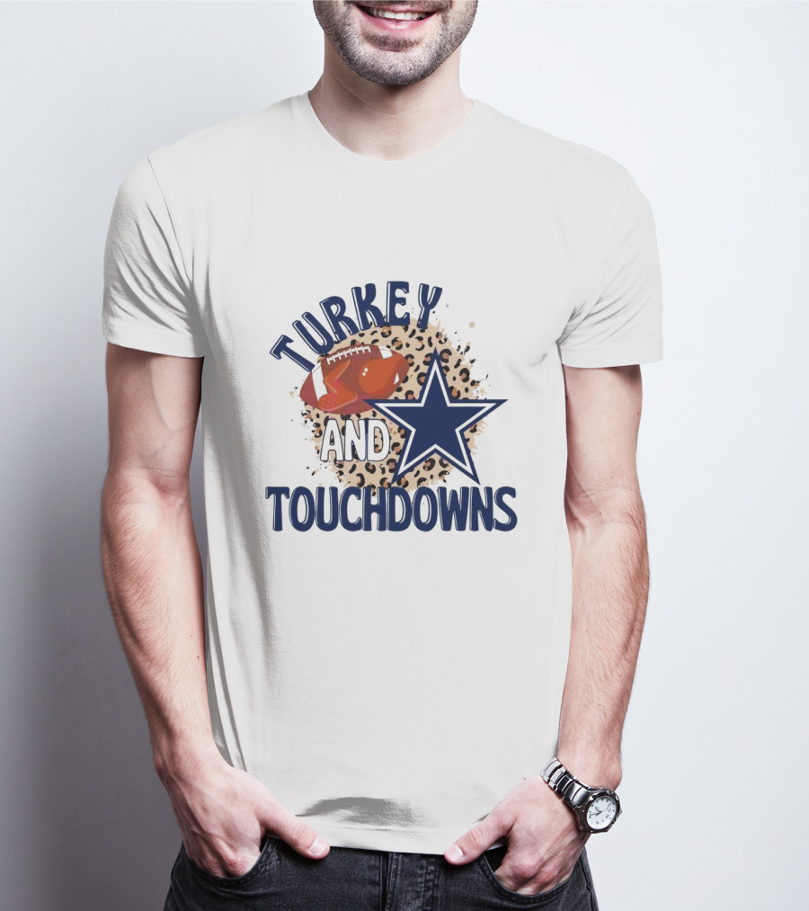 Turkey And Touchdowns Dallas Cowboys Football Star T-Shirt