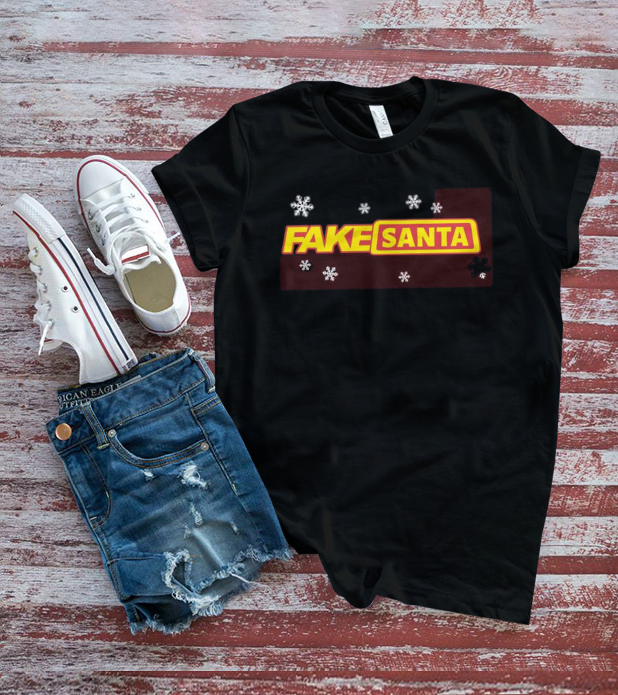FAKE SANTA Logo With Snowflakes T-Shirt