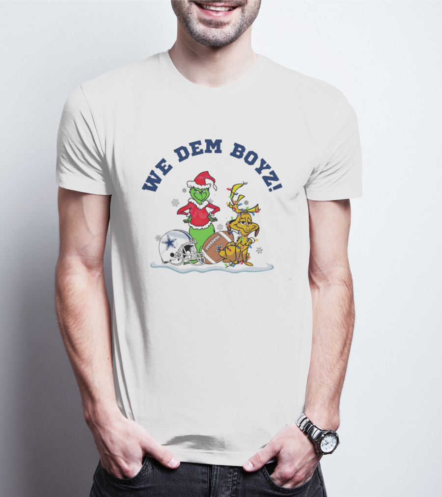 We Dem Boyz Grinch And Max Dallas Cowboys Christmas T-Shirt