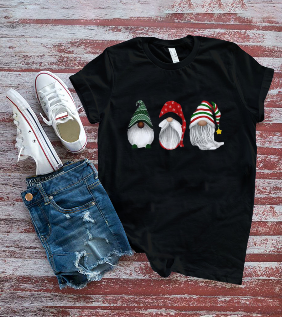 Holiday Gnomies Christmas Gnome Trio In Festive Hats T-Shirt