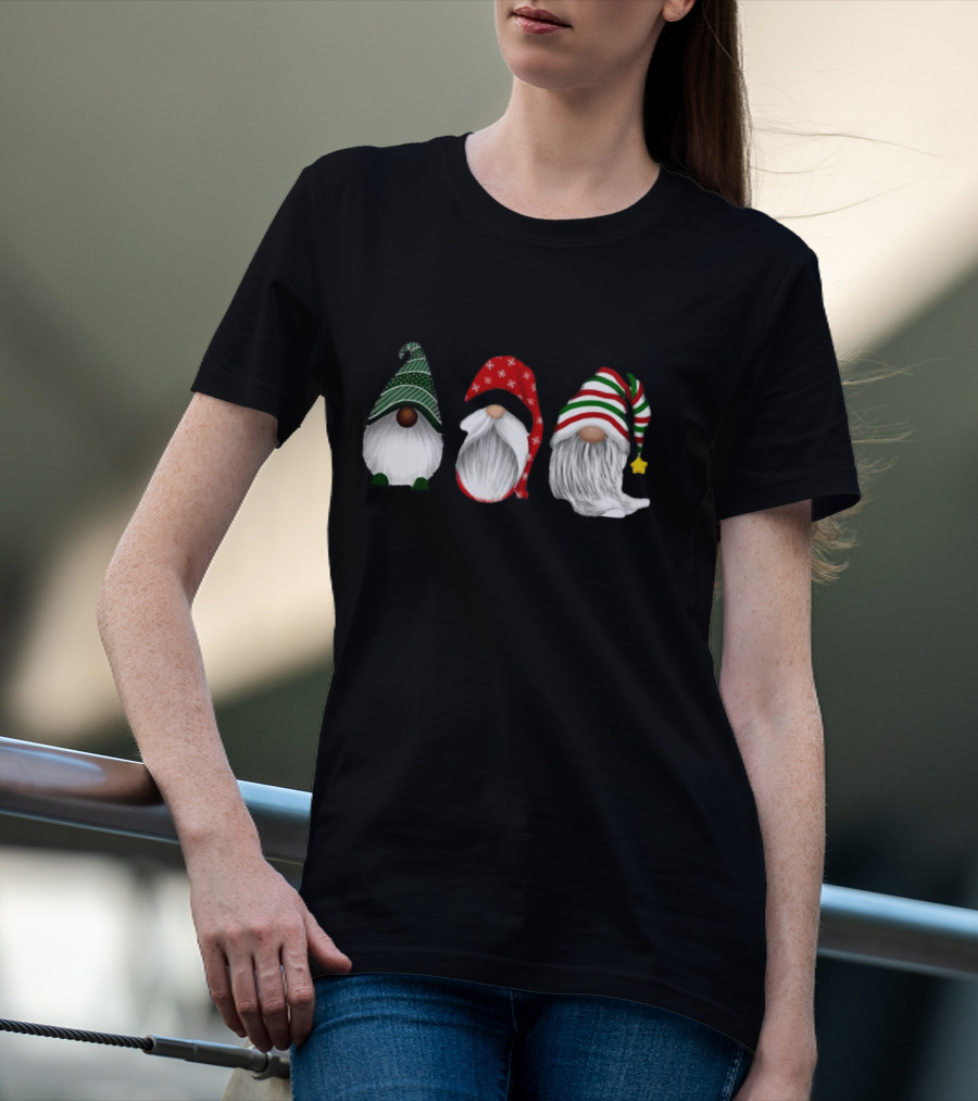 Holiday Gnomies Christmas Gnome Trio In Festive Hats T-Shirt