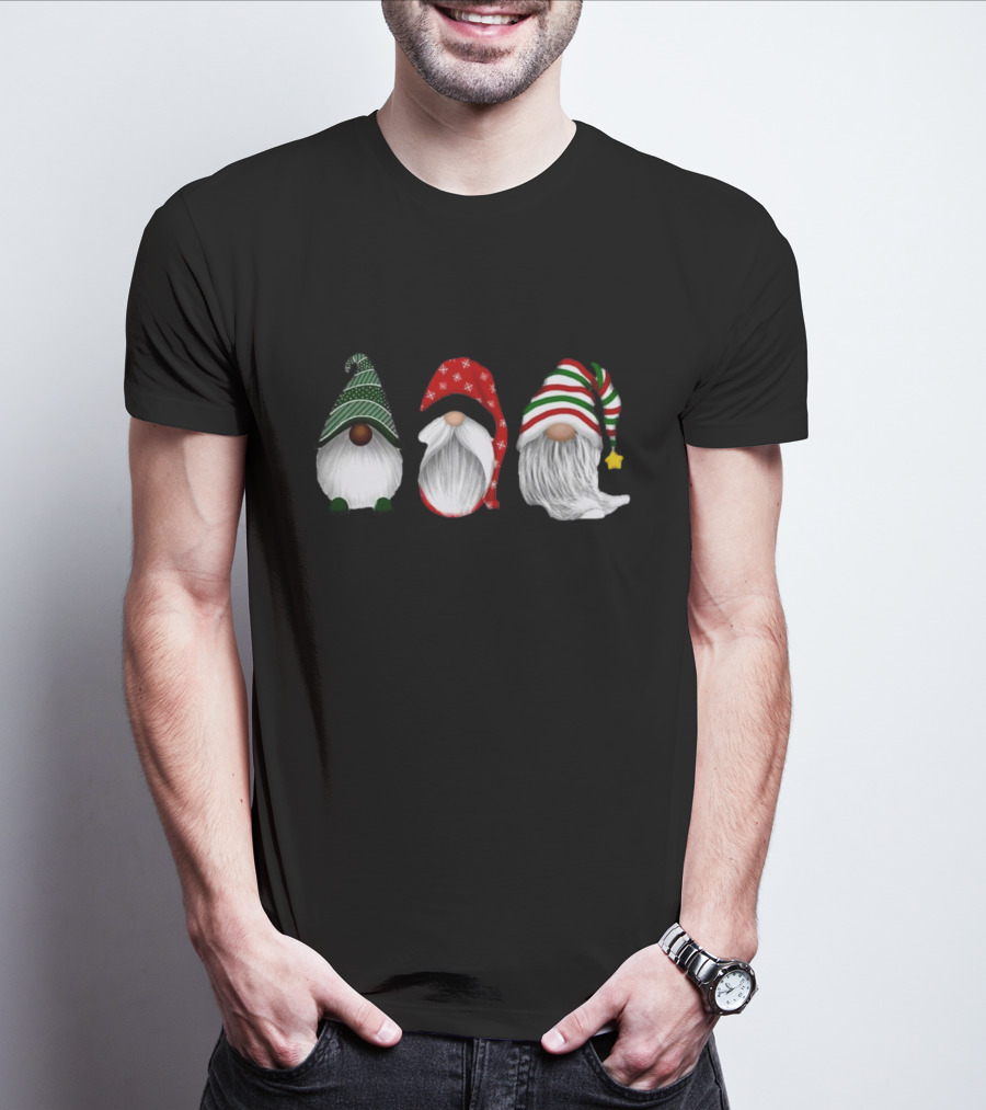 Holiday Gnomies Christmas Gnome Trio In Festive Hats T-Shirt