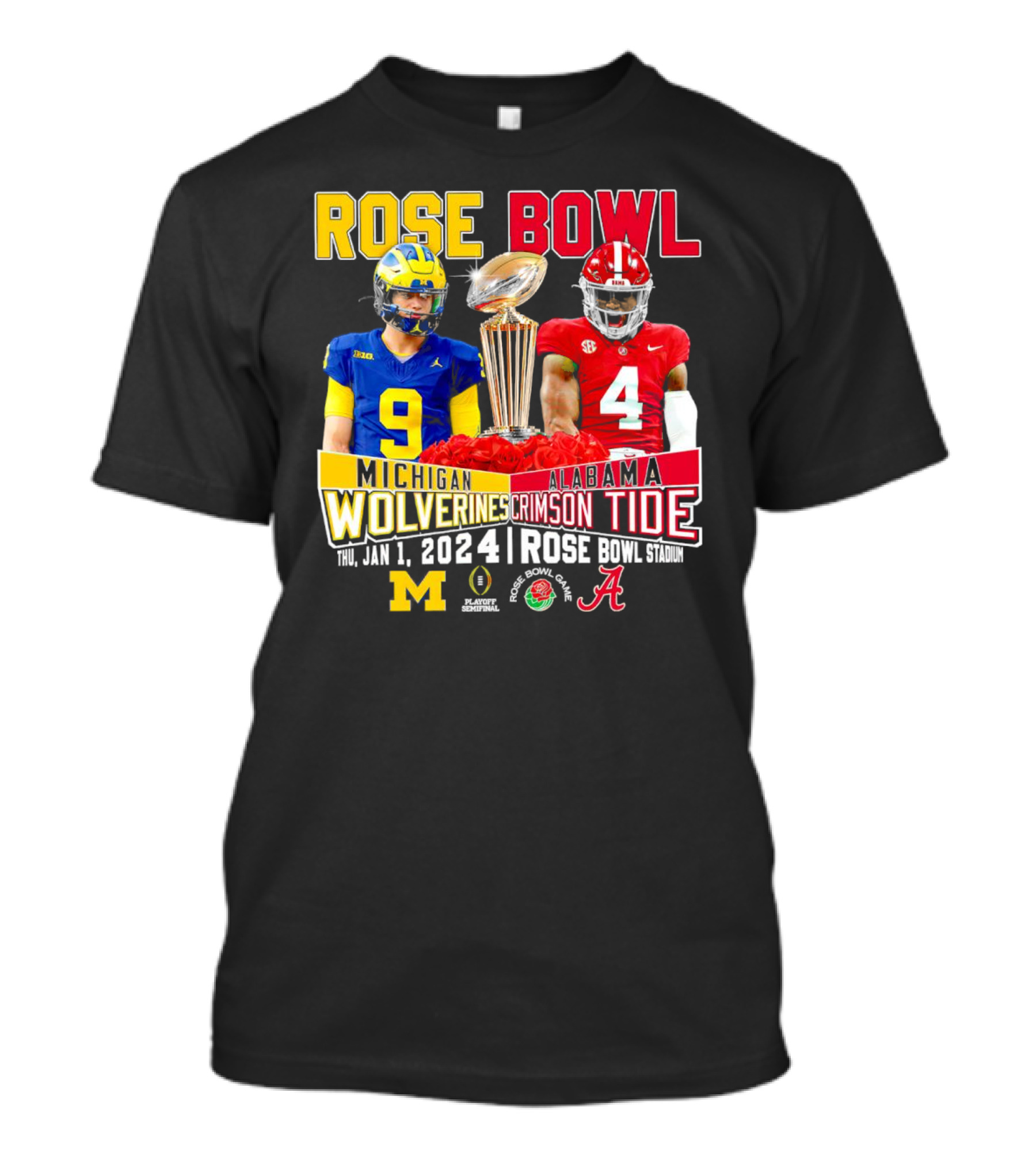 Rose Bowl Michigan Wolverines Vs Alabama Crimson Tide January 1 2024 Rose Bowl Stadium T-Shirt