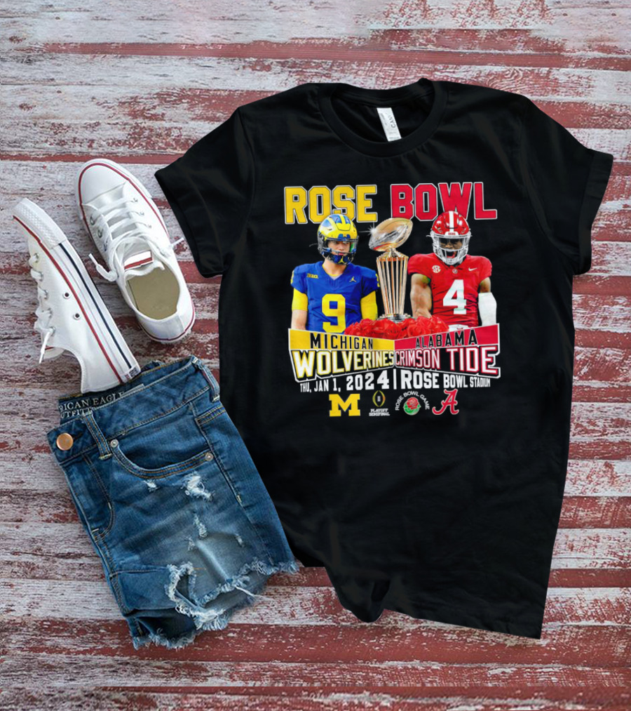 Rose Bowl Michigan Wolverines Vs Alabama Crimson Tide January 1 2024 Rose Bowl Stadium T-Shirt