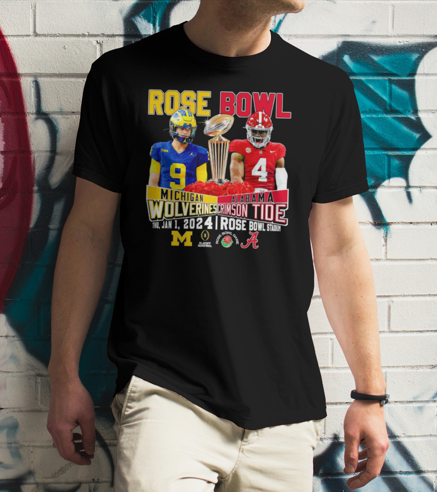 Rose Bowl Michigan Wolverines Vs Alabama Crimson Tide January 1 2024 Rose Bowl Stadium T-Shirt