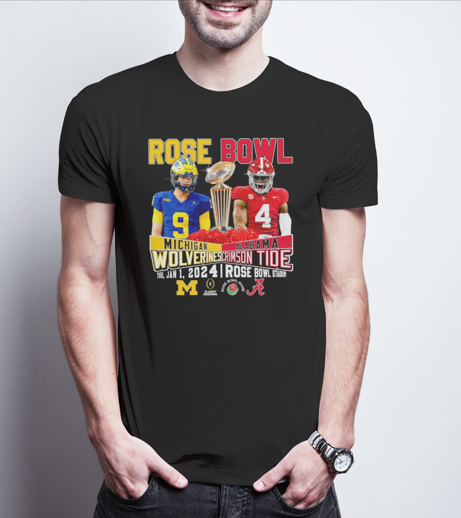 Rose Bowl Michigan Wolverines Vs Alabama Crimson Tide January 1 2024 Rose Bowl Stadium T-Shirt