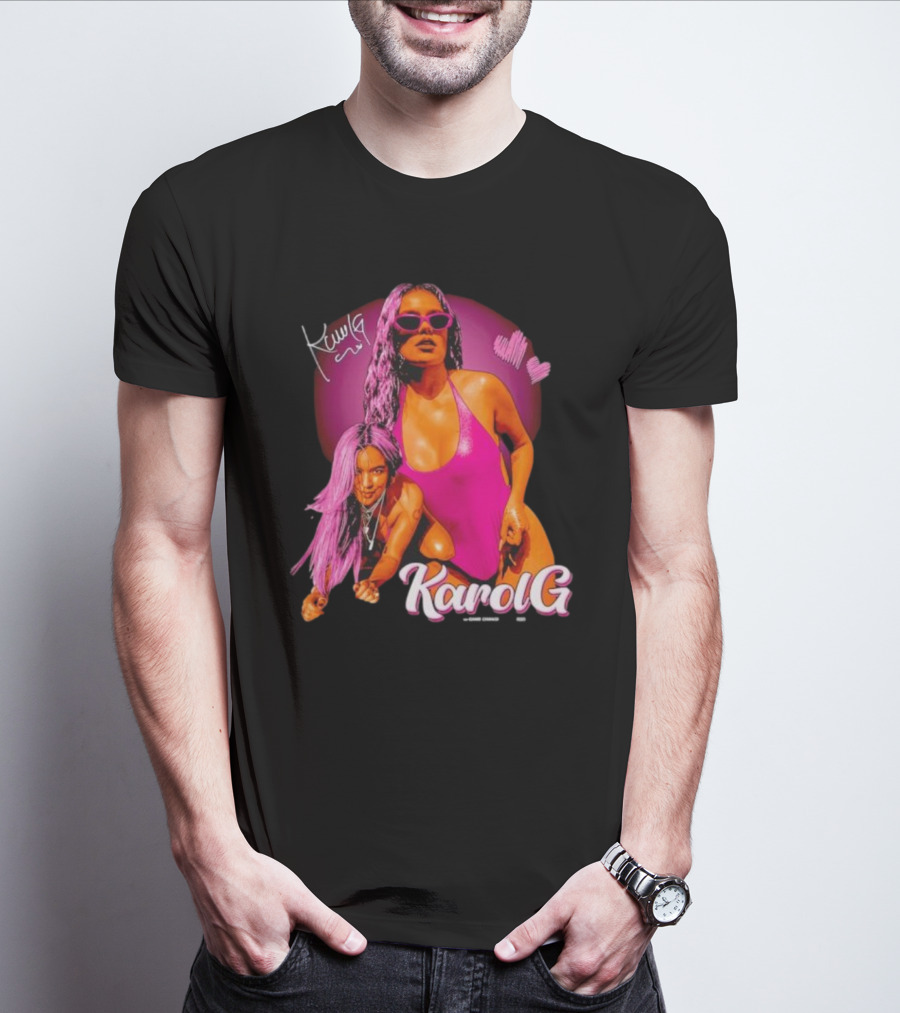 Karol G Signature Neon Pink Retro Style Fashion T-Shirt