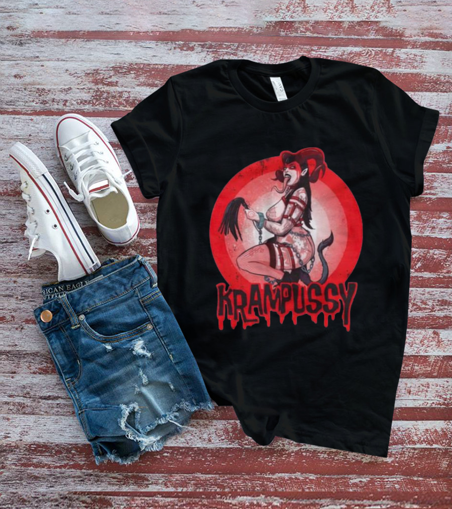 Krampussy Demon Woman With Whip And Chains T-Shirt