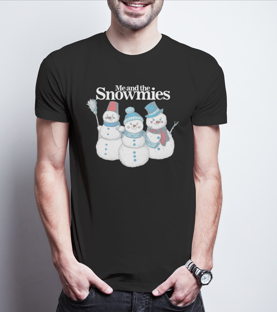 Me And The Snowmies Christmas Trio With Brooms And Hats T-Shirt