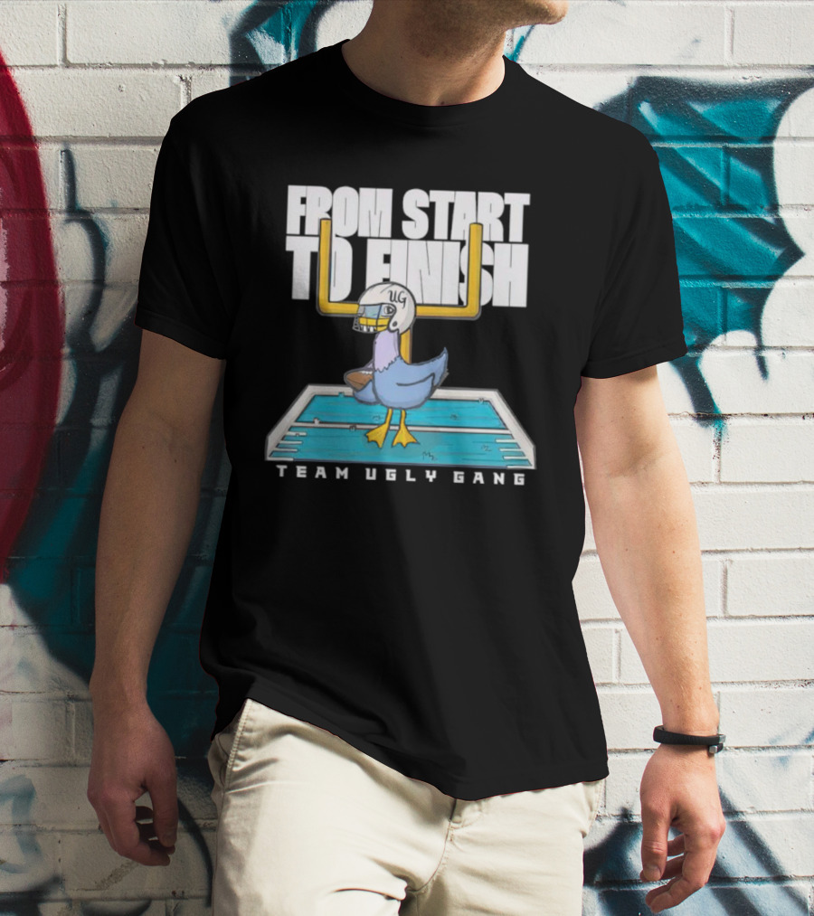 From Start To Finish Team Ugly Gang Duck Football Helmet T-Shirt