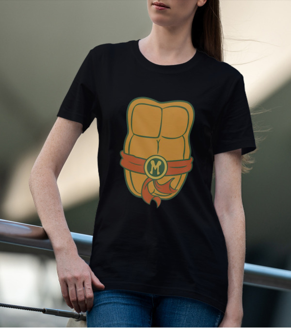 Michelangelo Turtle Shell Chest Ninja Belt M T-Shirt