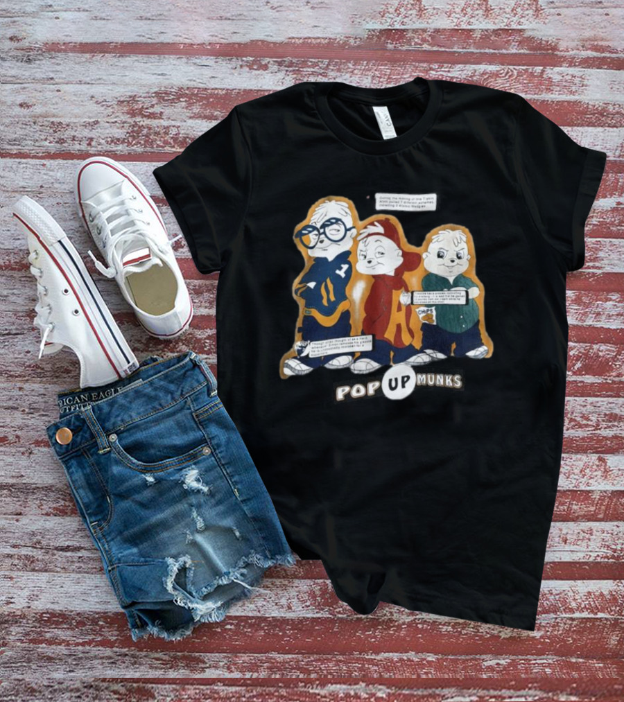 Pop Up Munks Chipmunks Trio Retro Cartoons T-Shirt